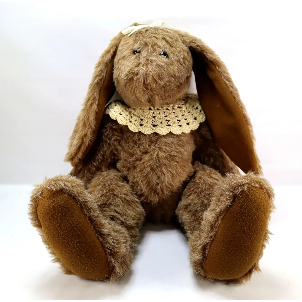 Vintage Easter Bunny Brown Rabbit Jointed Plush Stuffed Animal Bear Carol Dayton